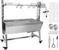 Portable BBQ Whole Pig, Lamb, Goat Charcoal Spit Rotisserie Roaster Grill, 25 Watt Motor, Stainless Steel, With Back Cover Guard,with Baffle