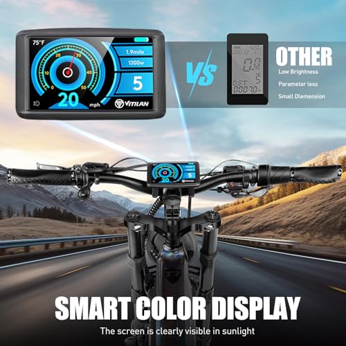 VITILAN T7 PRO 1600W Peak Electric Bike for Adults, 52V 20AH Removable Battery, 26 Inch Fat Tire Mountain E-Bike N89450