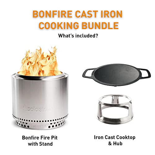Solo Stove Ranger Cast Iron Wok Cooking Bundle 2.0 Portable Smokeless Fire Pit with Stand and Woktop A388150