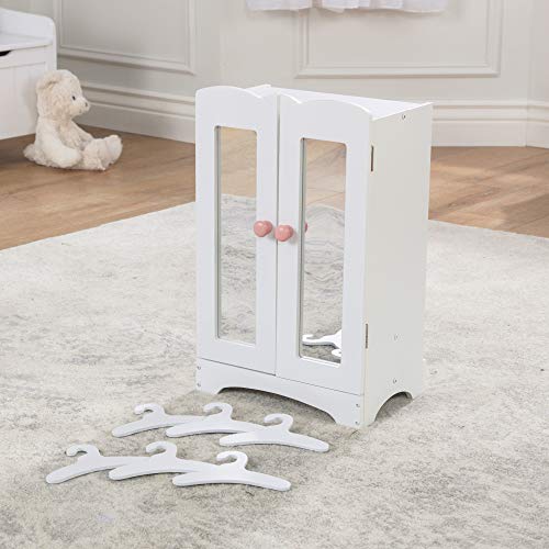 KidKraft Wooden Lil' Doll Armoire with 6 Hangers for 18-Inch Dolls, White B4969