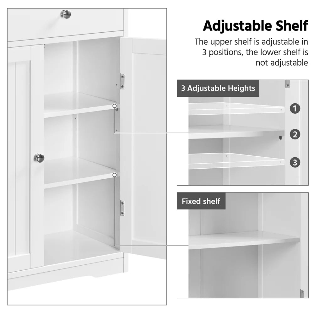 Topeakmart 4 Drawer Floor Storage Cabinet with Adjustable Shelf, White P19903