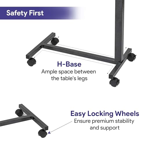 Adjustable Rolling Overbed Table with Wood Top a7