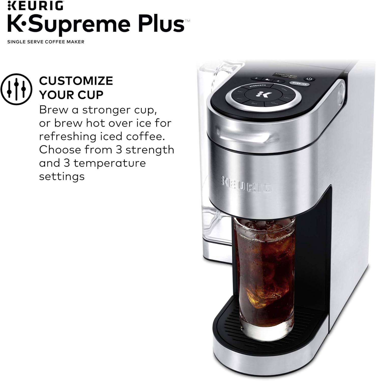 Keurig K-Supreme Plus Coffee Maker, Stainless Steel + Peet's Coffee K-Cup Pods Variety Pack, 40 Count F99744