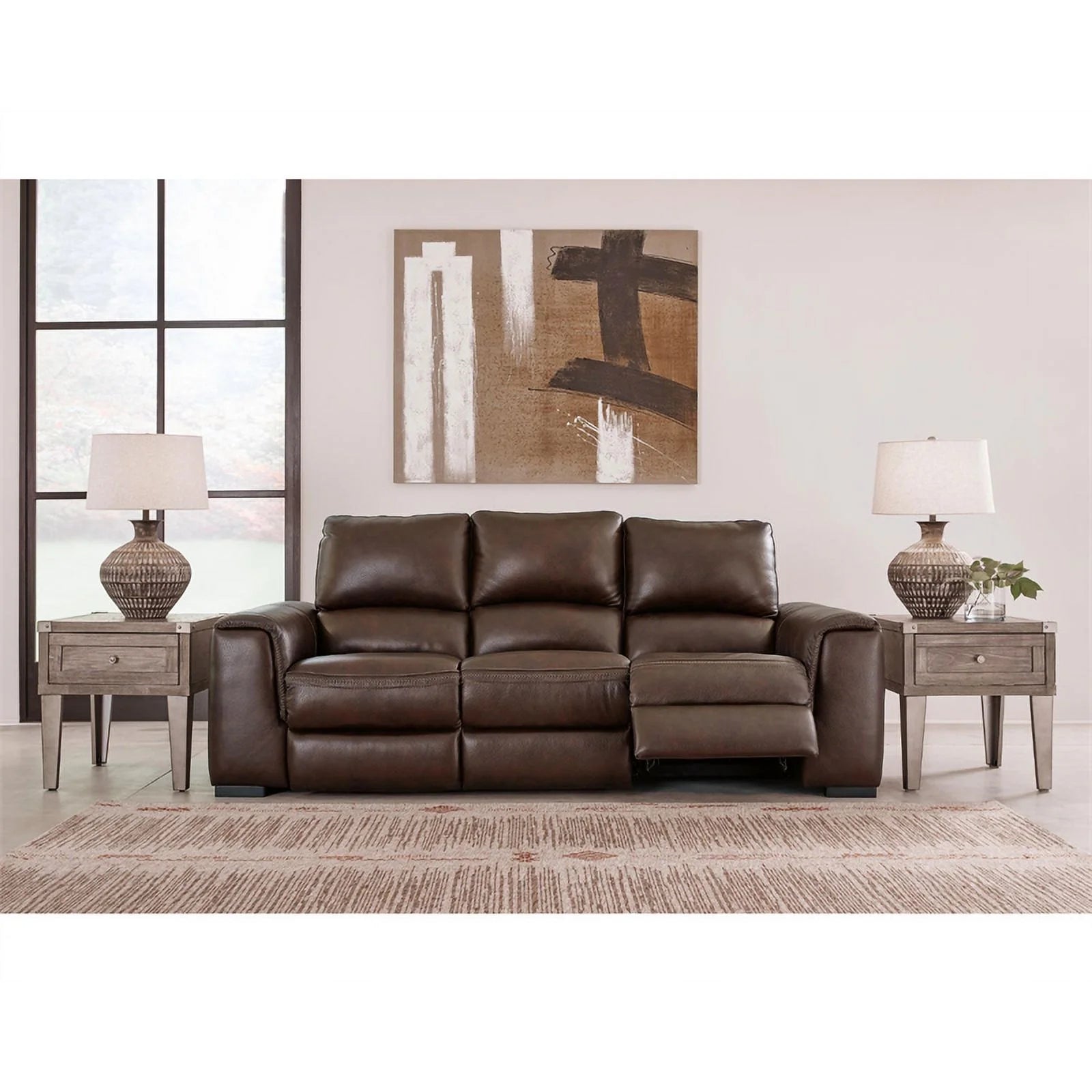 Ashley Furniture Alessandro Leather Power Reclining Sofa with Headrest E2354