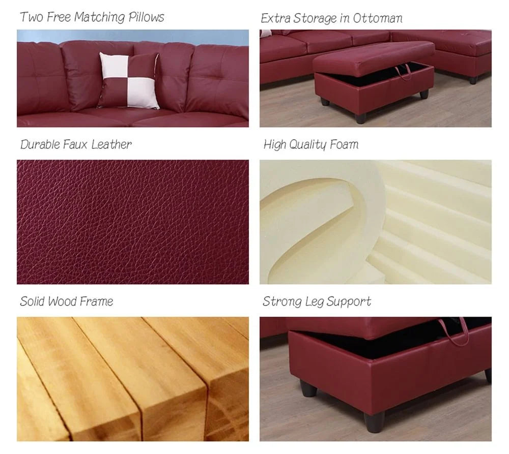 Lifestyle Furniture LF094B Urbania Right Hand Facing Sectional Sofa Red Z869882