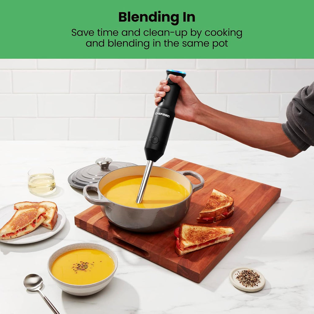 Chefman Cordless Portable Immersion Blender, One-Touch Speed Control, Black U74405