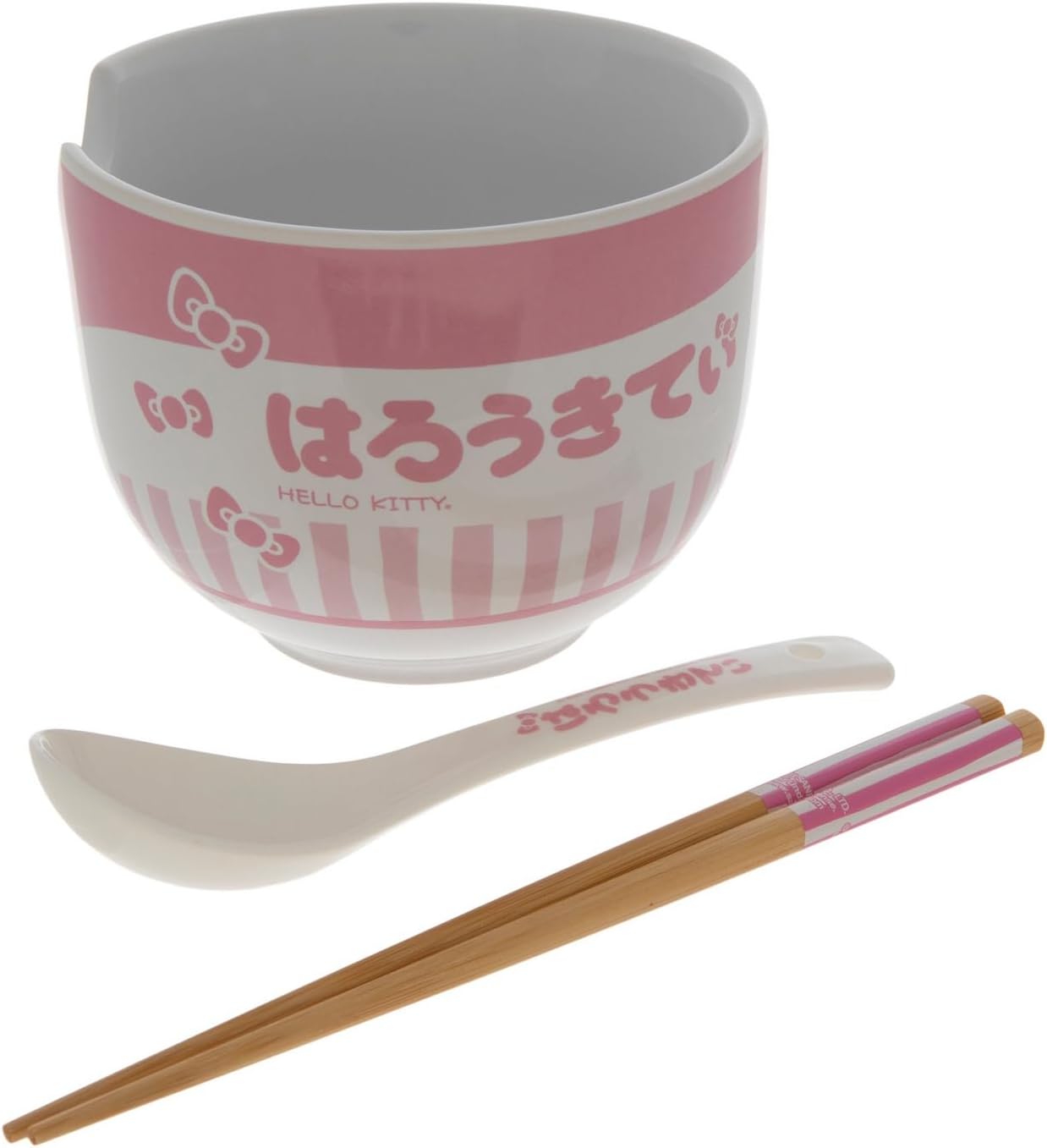 Hello Kitty Ceramic Ramen Bowl Set with Chopsticks and Spoon S3061