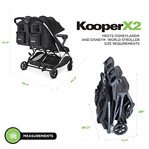 Joovy Kooper X2 Side-by-Side Double Stroller with Dual Snack Trays, One-Handed Fold H119