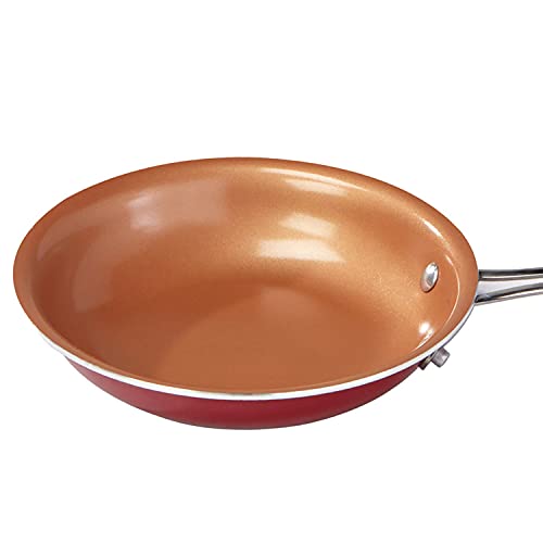 Red Copper 10 Inch Ceramic Non-Stick Fry Pan Skillet by BulbHead B658914