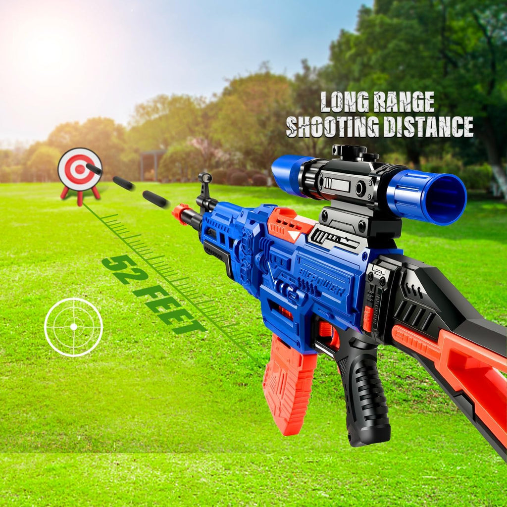 Bigpower Electric Kids Toy Sniper Rifle with Scope Tactical Vest Kit, 4 in 1 Automatic Dart Gun for Boys 8-12 D503376