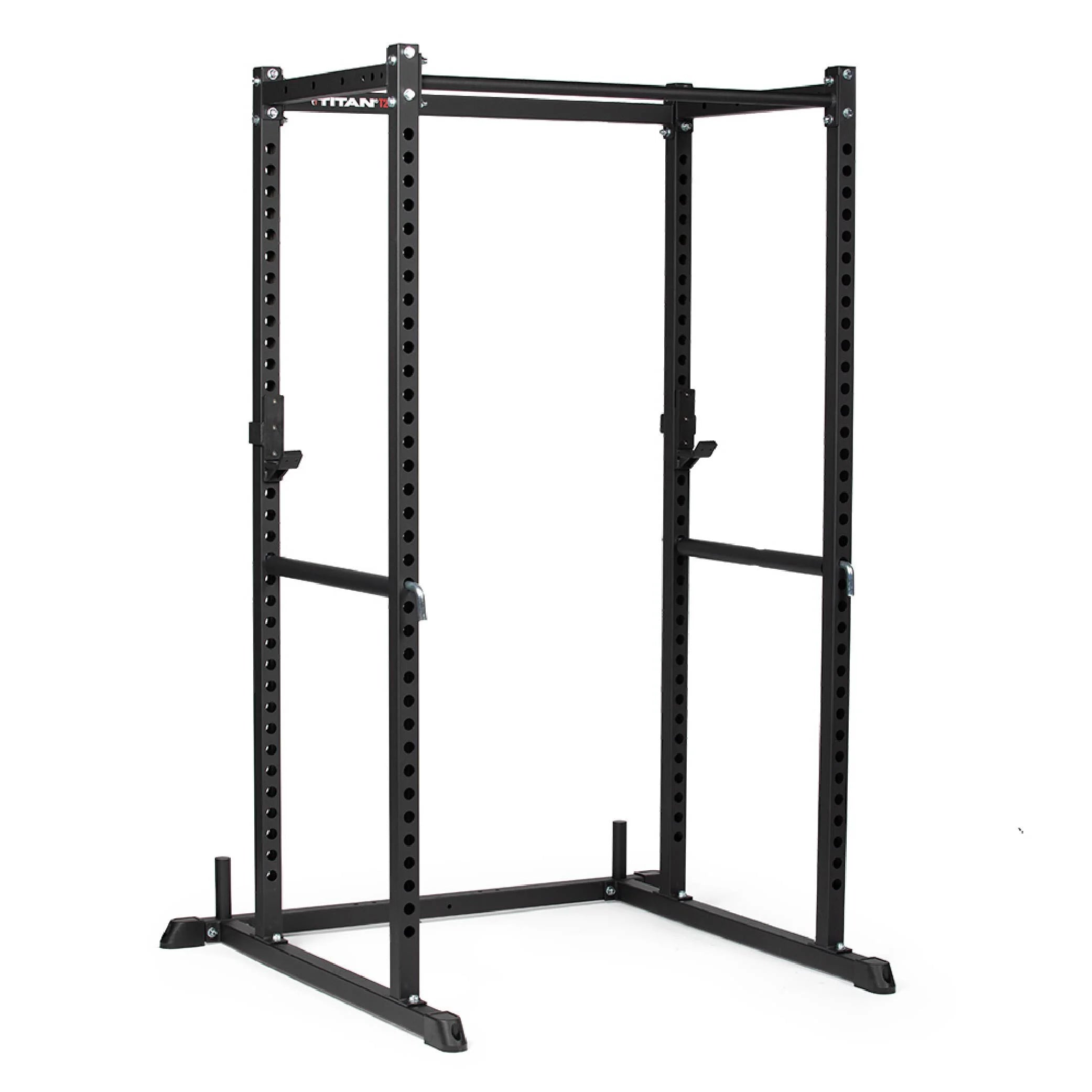 Titan Fitness T-2 Series Tall 83" Power Rack, 850 LB Rackable Capacity, Includes Skinny Pull Up Bar, Pin and Pipe Safeties, Standard J-Hooks, All In One Home Garage Gym for Strength Training