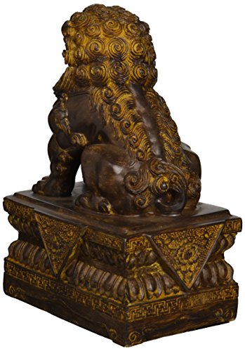 Chinese Guardian Lion Foo Dog Statues Set of Two 9 Inch Bronze Finish k7