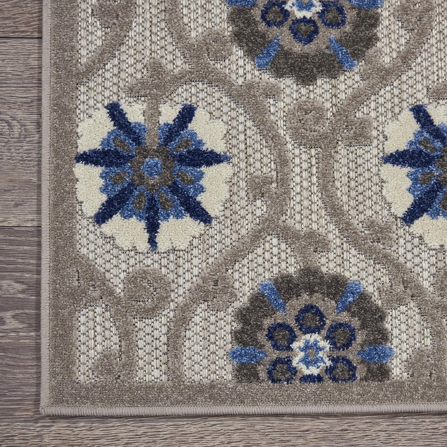 Nourison Aloha Indoor/Outdoor Grey/Blue 7' x 10' Area Rug Q436571