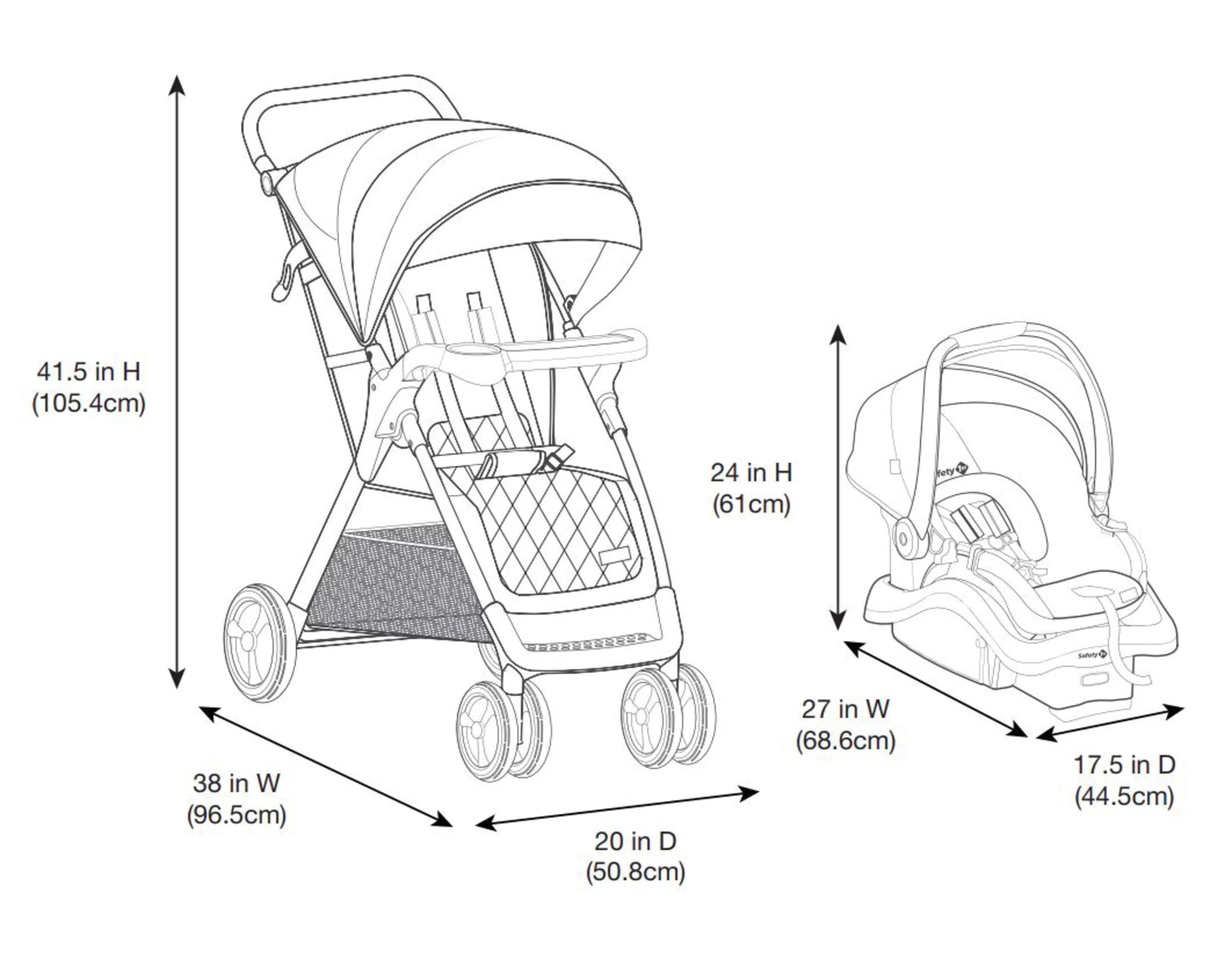 Monbebe Travel System Stroller & Infant Car Seat - Navy Camo W8453