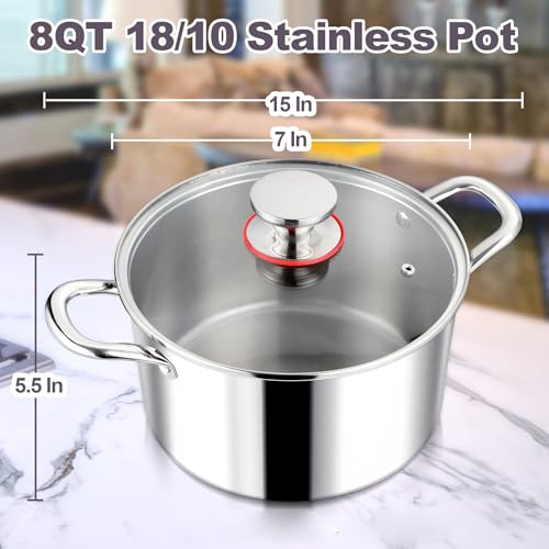 LIANYU 12QT 18/10 Stainless Steel Stock Pot with Lid V7290