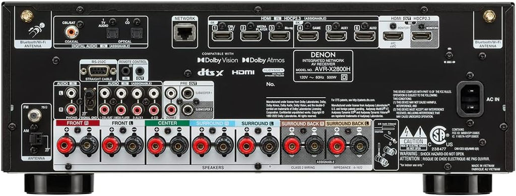 Denon AVR-X2800H 7.2 Ch 8K UHD Home Theater Receiver W89617