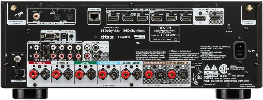 Denon AVR-X2800H 7.2 Ch 8K UHD Home Theater Receiver W89617