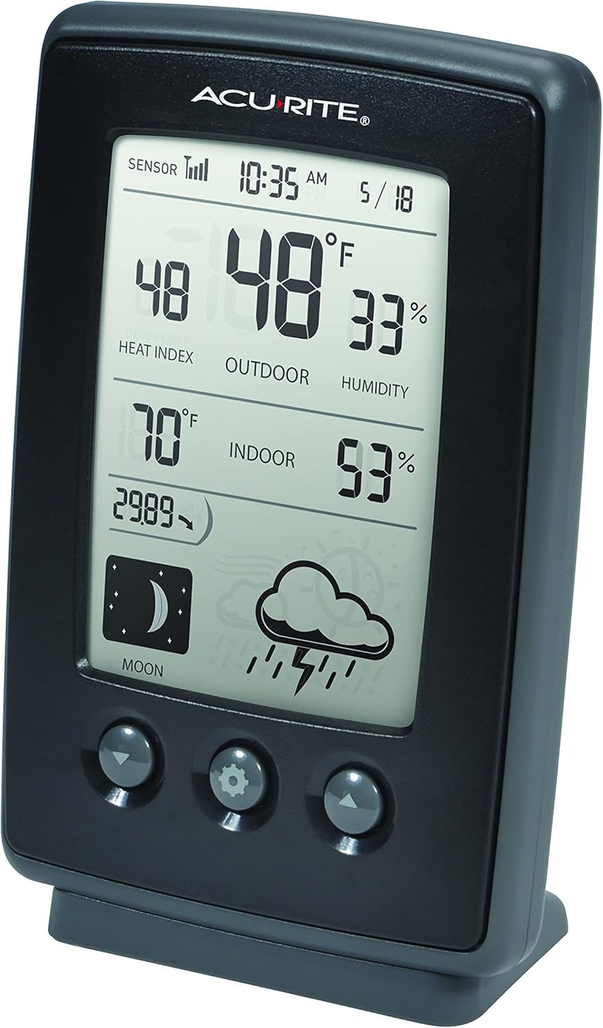 AcuRite Digital Weather Forecaster with Indoor/Outdoor Temperature and Humidity, Black K407469
