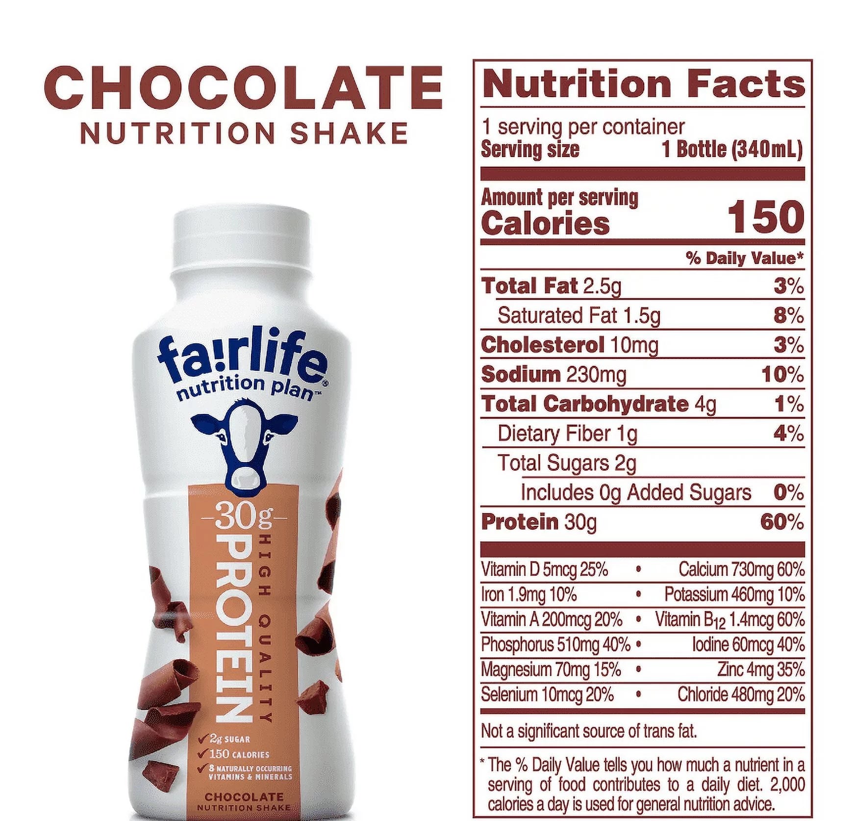 Fairlife Nutrition Plan Chocolate Protein Shake, 11.5 fl oz, 12 Pack L2017