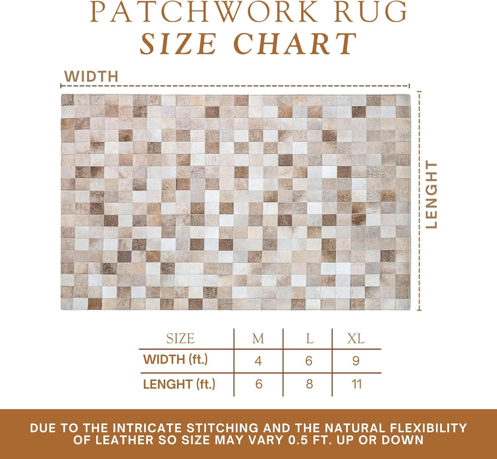 Sunshine Cowhides Patchwork Cowhide Rug - Taupe-Champagne, Medium 4x6 Ft. V42065