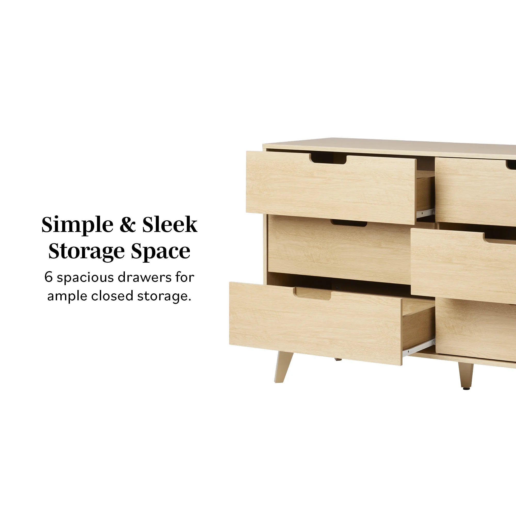 Walker Edison Modern 6-Drawer Dresser with Cut-Out Handles V97089