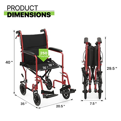 Wheelchair for Adults Foldable Lightweight 16 Inch Seat k7p