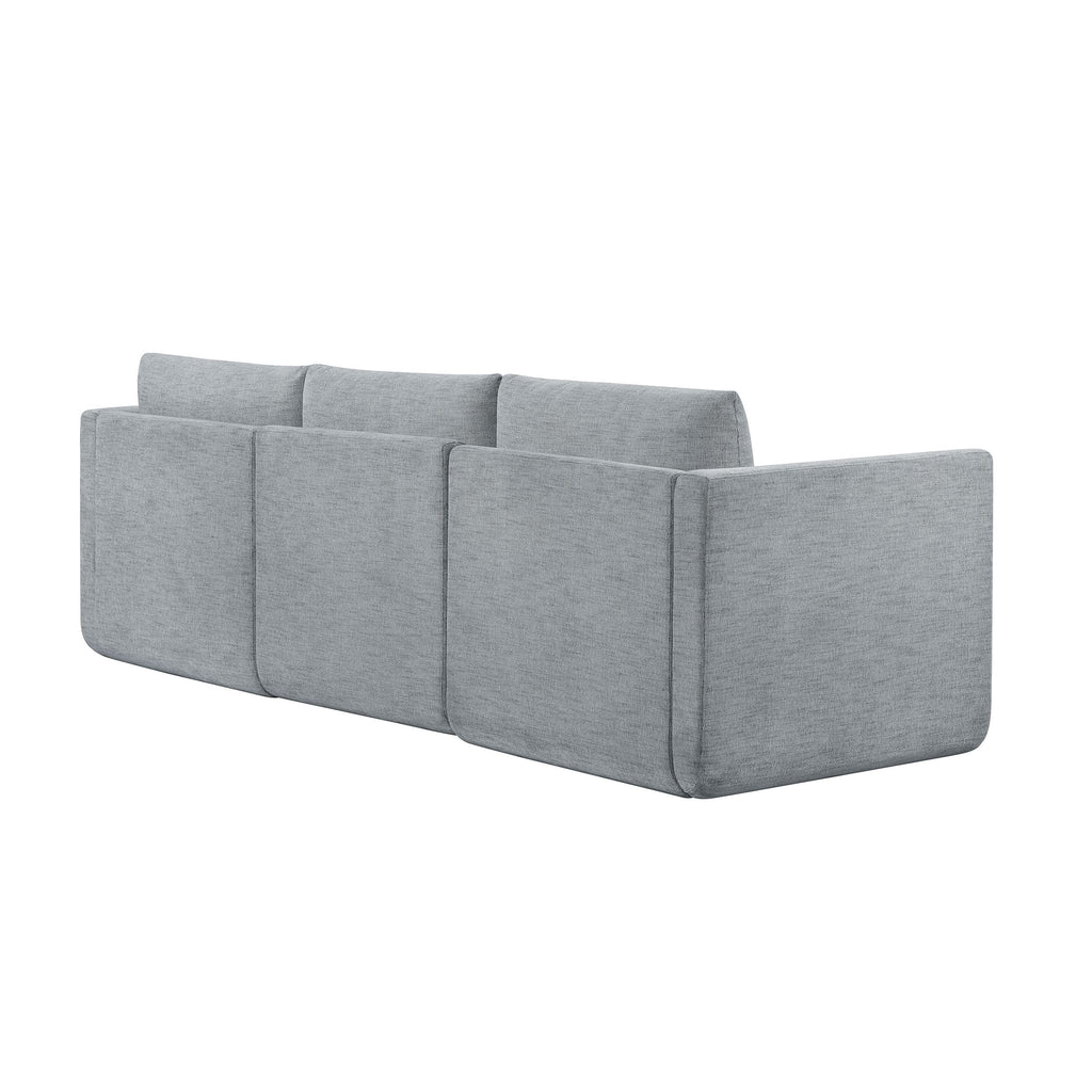 Modular Sectional Sofa with Ottoman Gray Fabric k7p