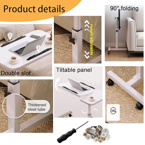 Adjustable Overbed Table with Tilting Panel for Small Spaces k7p