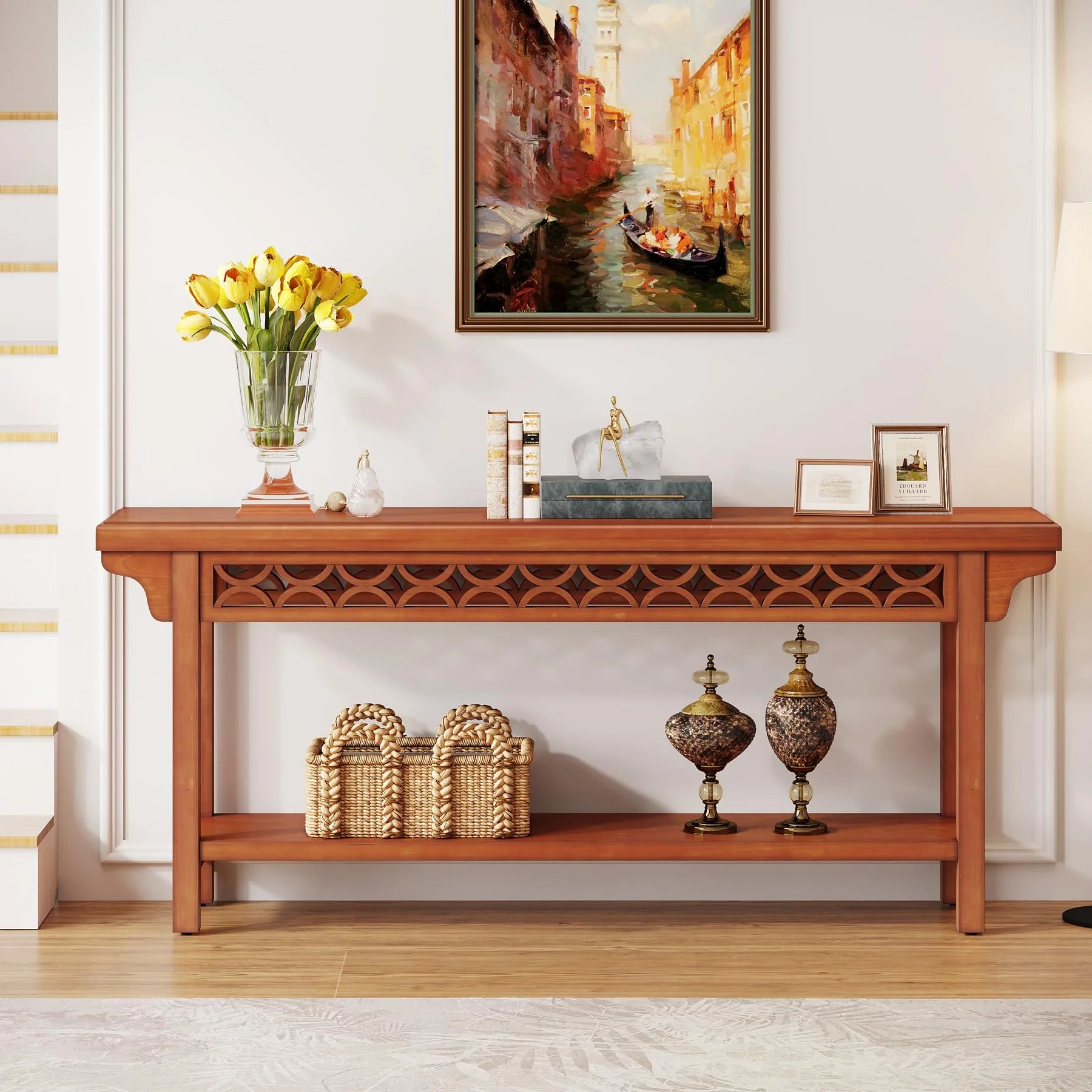 Solid Wood Console Table for Entryway Living Room Hallway a7