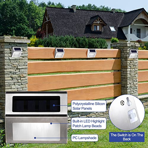 Solar Step Lights Outdoor Fence Deck Waterproof Stair Lights for Garden Yard Patio Pathway Cool White k7m