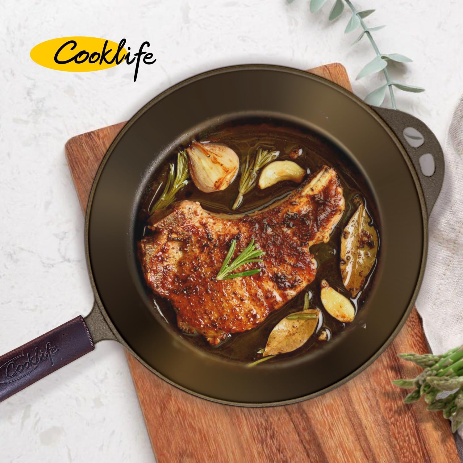 10.25 Inch Pre-Seasoned Cast Iron Skillet with Handle Cover C784888