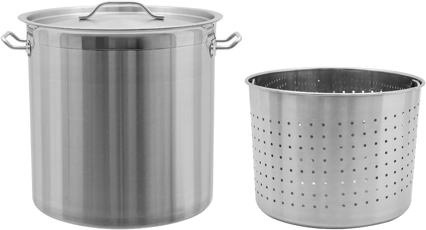 36 QT Stainless Steel Stock Pot with Handle for Seafood Boil D8746