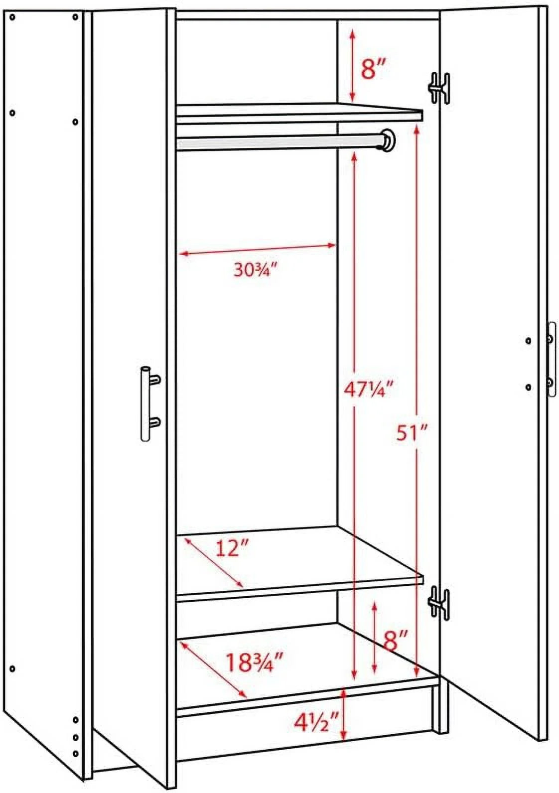32" Espresso Wardrobe Armoire D640