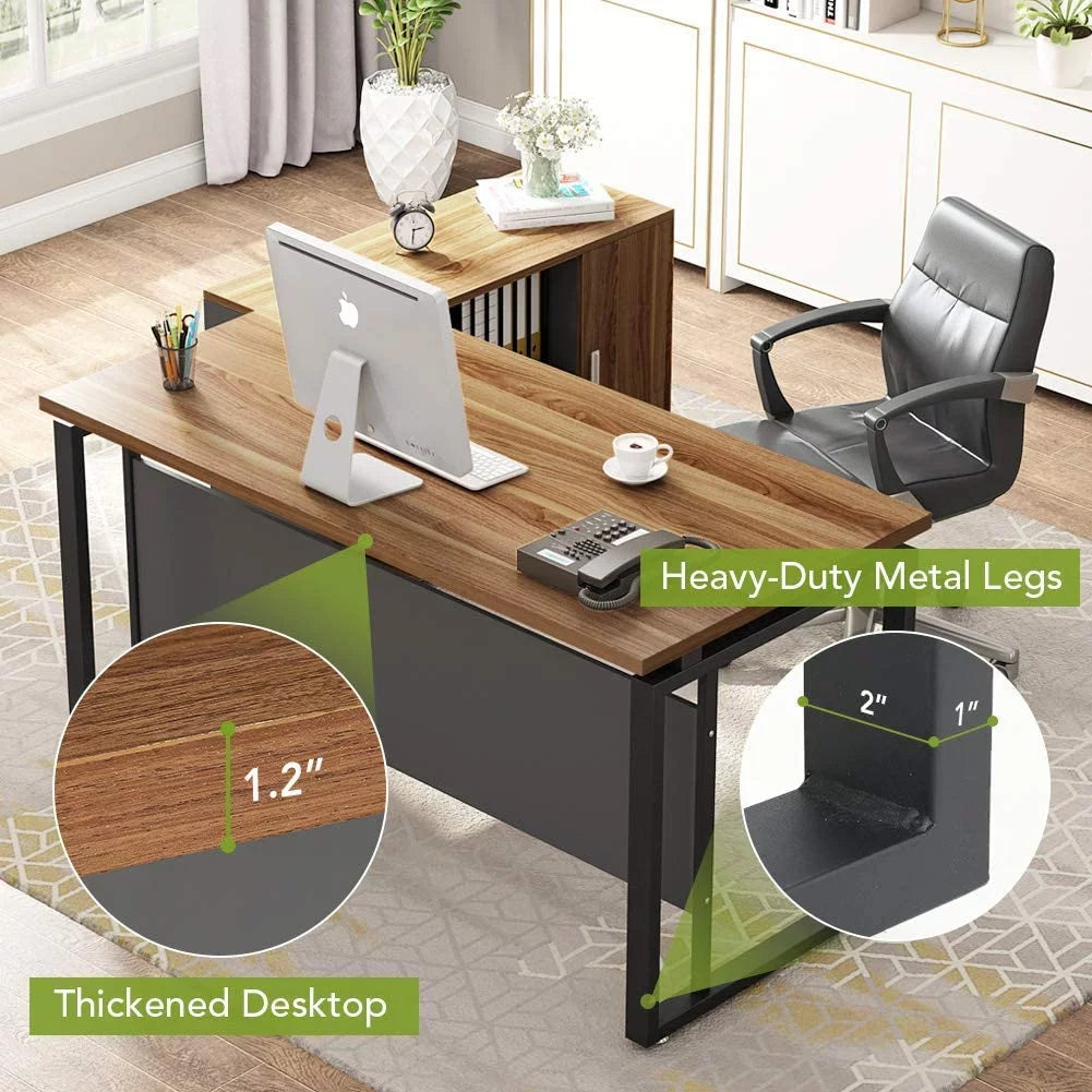Tribesigns L-Shaped Computer Desk with File Cabinet, 55 Inch S6273