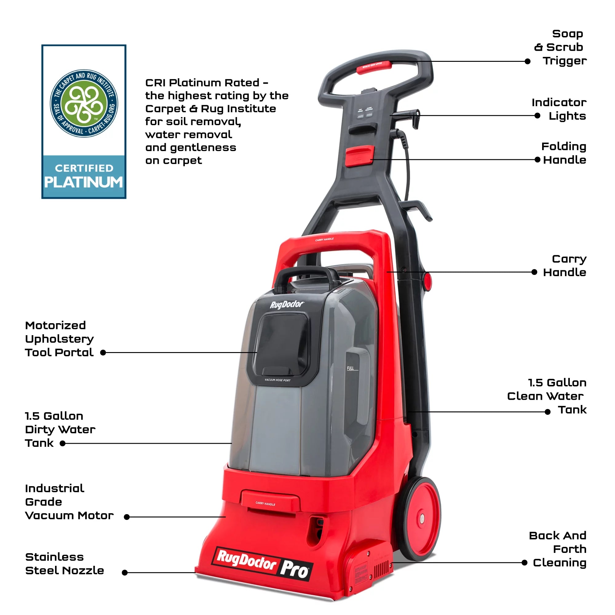 Rug Doctor Pro Deep Commercial Carpet Cleaner, Red K75759