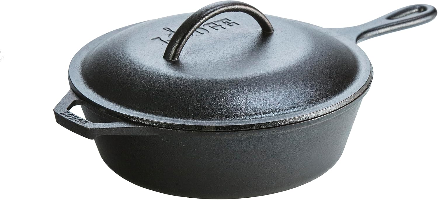 Lodge Cast Iron Covered Chicken Fryer, Pre-Seasoned, 3-Quart P504100