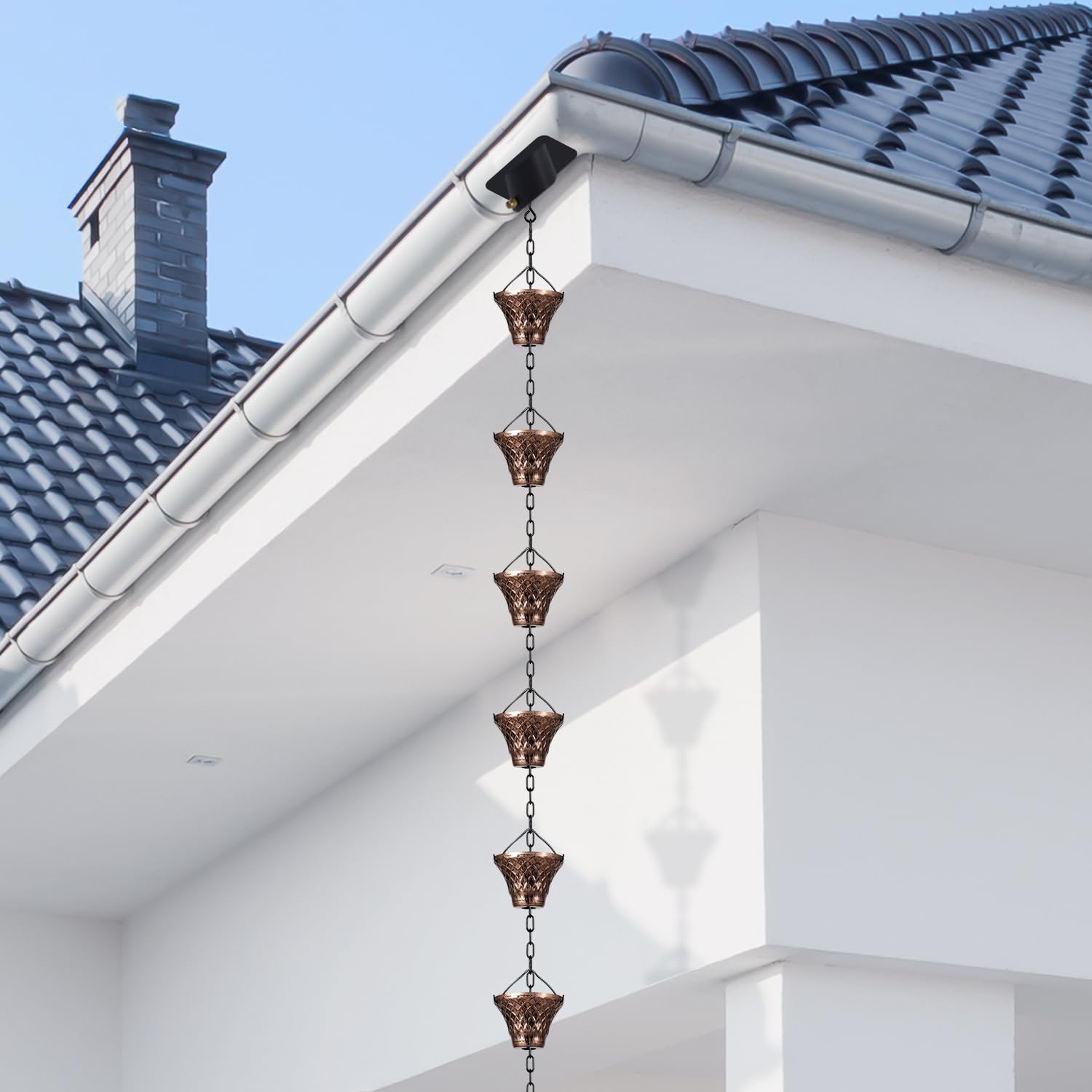 Copper Rain Chain for Downspout Garden Decor 8.5 ft k7