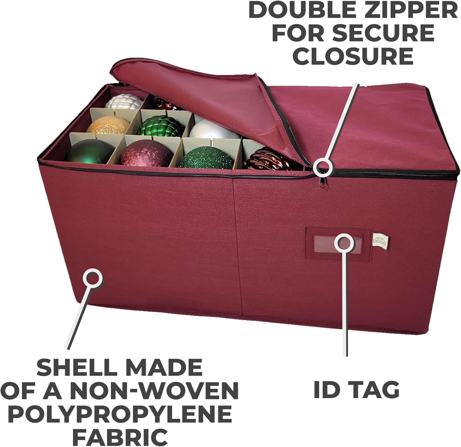 Christmas Ornament Storage Box with Adjustable Dividers Holds 54 k7