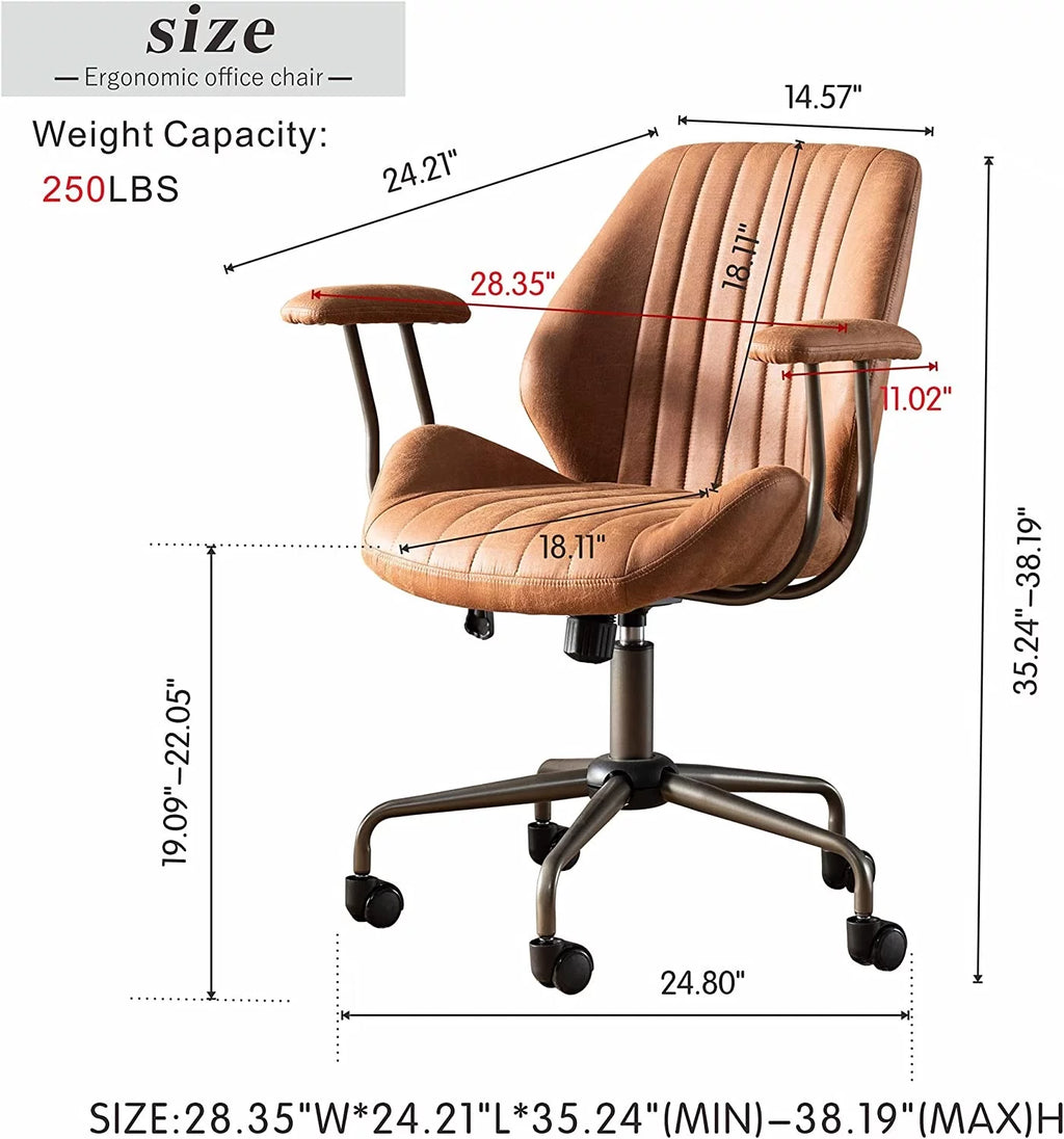 Ovios Ergonomic Office Chair with Lumbar Support, Suede Fabric J4512