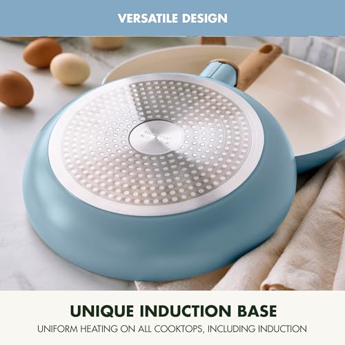 GreenPan Rio Essence Wood 10 Piece Cookware Set, Ceramic Nonstick, Blue Y813