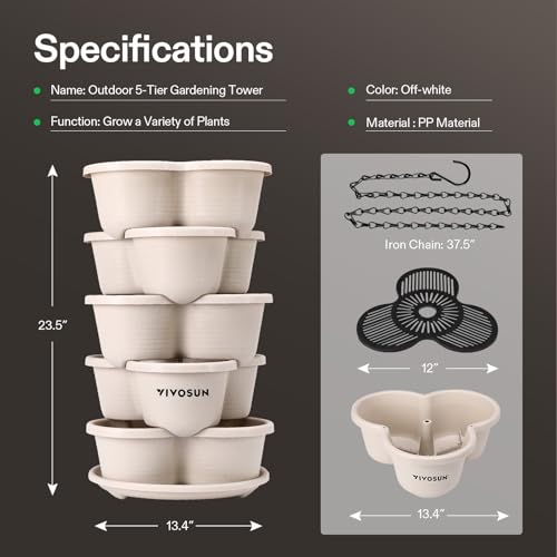 5 Tier Vertical Stackable Planter for Plants Grey a7