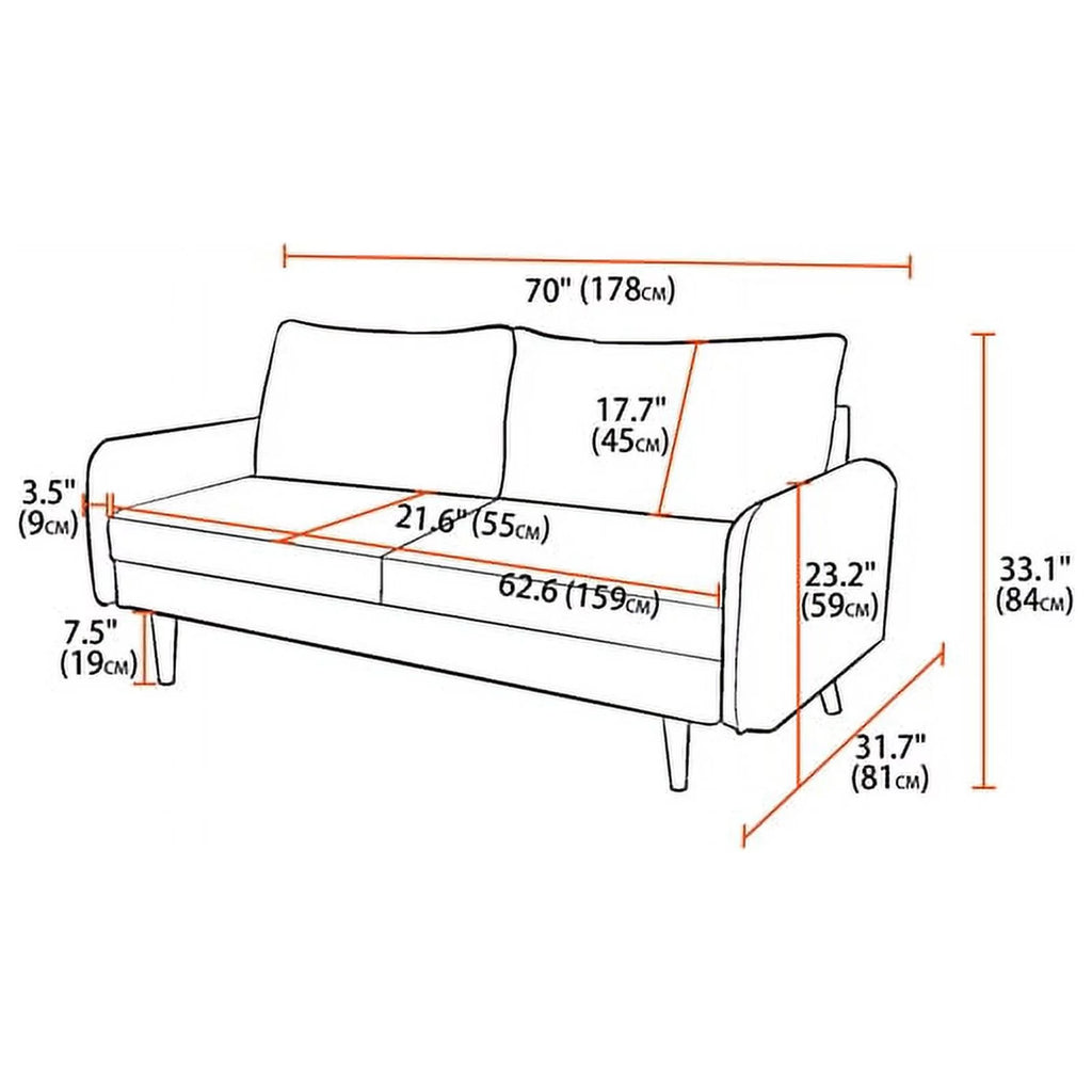 Pemberly Row Contemporary 70" Velvet Sofa Purple A197