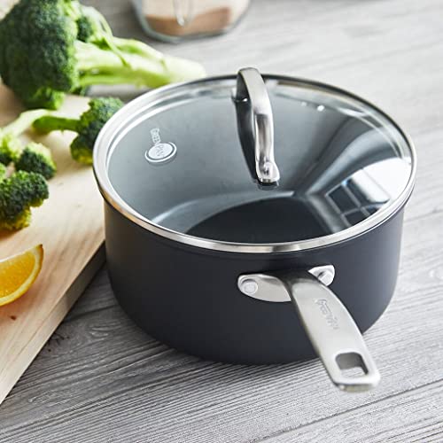 GreenPan Chatham Hard Anodized Ceramic Nonstick 5QT Saute Pan with Lid, Gray L591