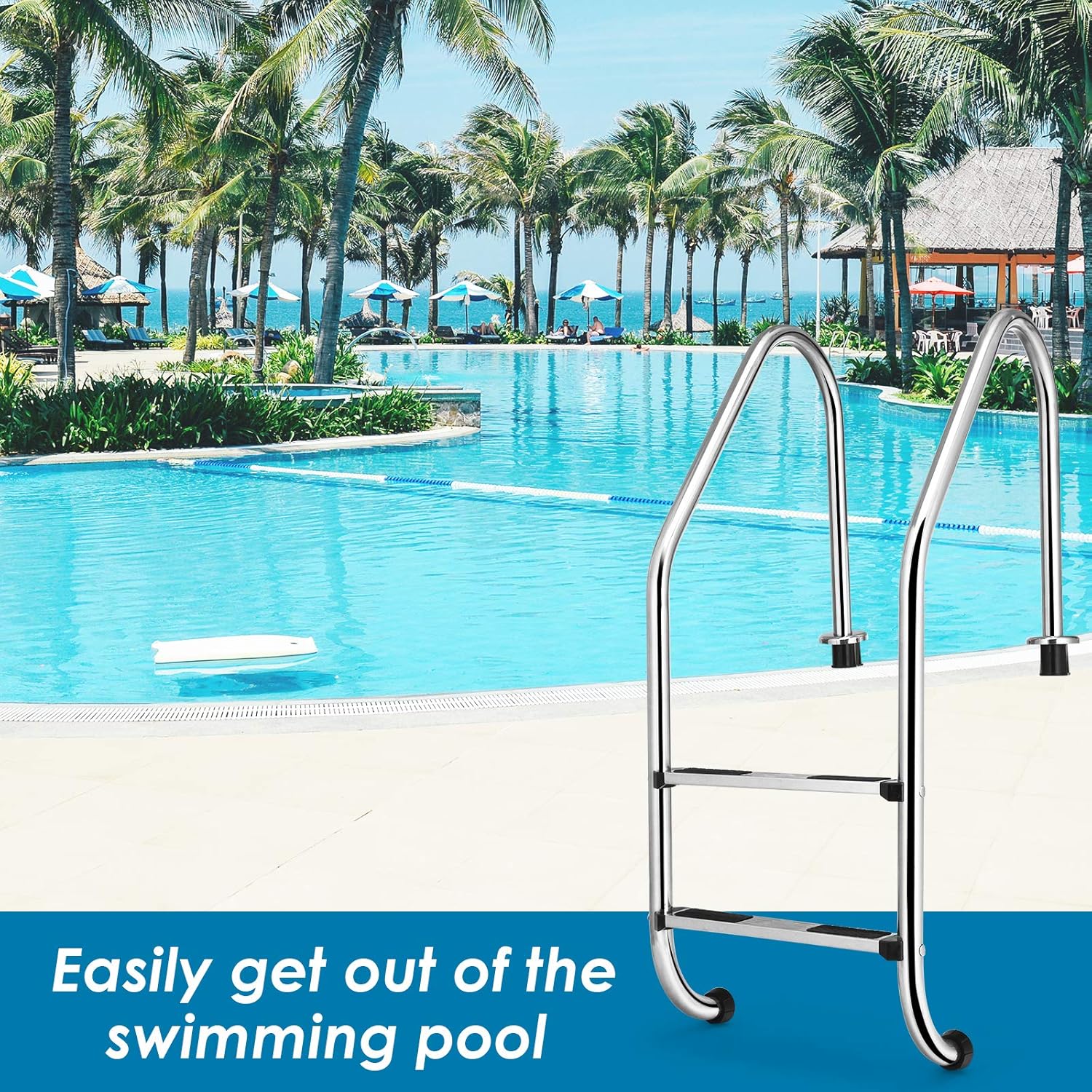 Swimming Pool Ladder 2-Step Non-Slip Stainless Steel a7