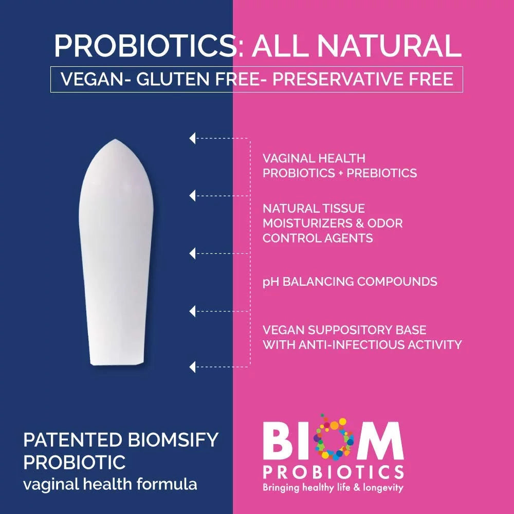 Biom Probiotics Vaginal Suppository for Women, 15 Count V4548