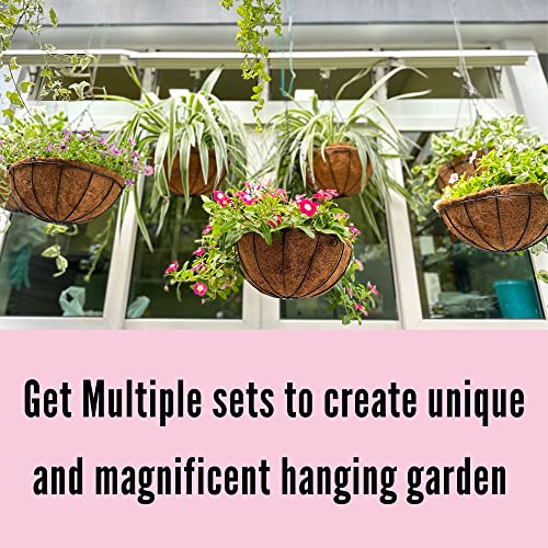Hanging Planters with Coco Liner 3 Pack 10 Inch Outdoor Metal Wire Basket a7