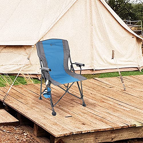 Heavy-Duty Folding Camping Quad Chair with Cup Holder and Carrying Bag Tan Gray k7p