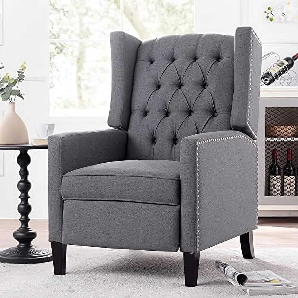 NLIBOOMLife Wingback Recliner Chair Breathable Fabric Push Back Recliner for Living Room Beige H588