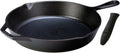 Lodge Seasoned Cast Iron Skillet with Hot Handle Holder - 10.25 inches Cast Iron Frying Pan with Silicone Hot Handle Holder (BLACK).