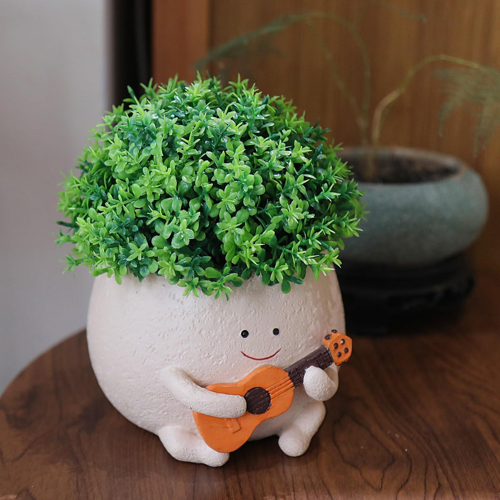 Smiley Guitar Head Succulent Planter with Drainage Hole a7